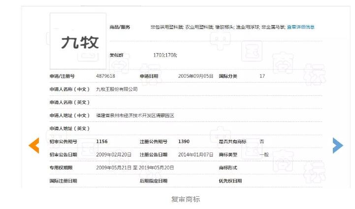 这件“九牧”商标因连续三年不使用被撤销 这件“九牧”商标因连续三年不使用被撤销