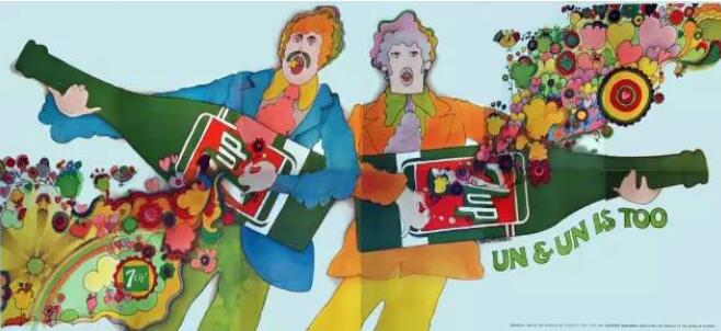 汽水商标设计图案欣赏 | 70s年代的惊艳靓丽七喜海报