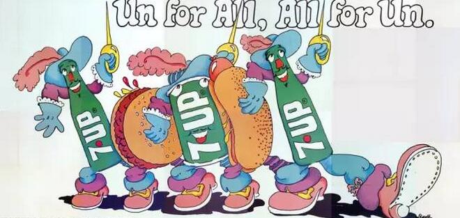 汽水商标设计图案欣赏 | 70s年代的惊艳靓丽七喜海报