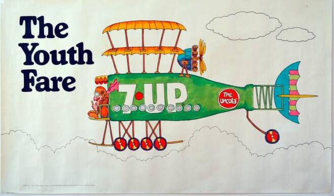 汽水商标设计图案欣赏 | 70s年代的惊艳靓丽七喜海报