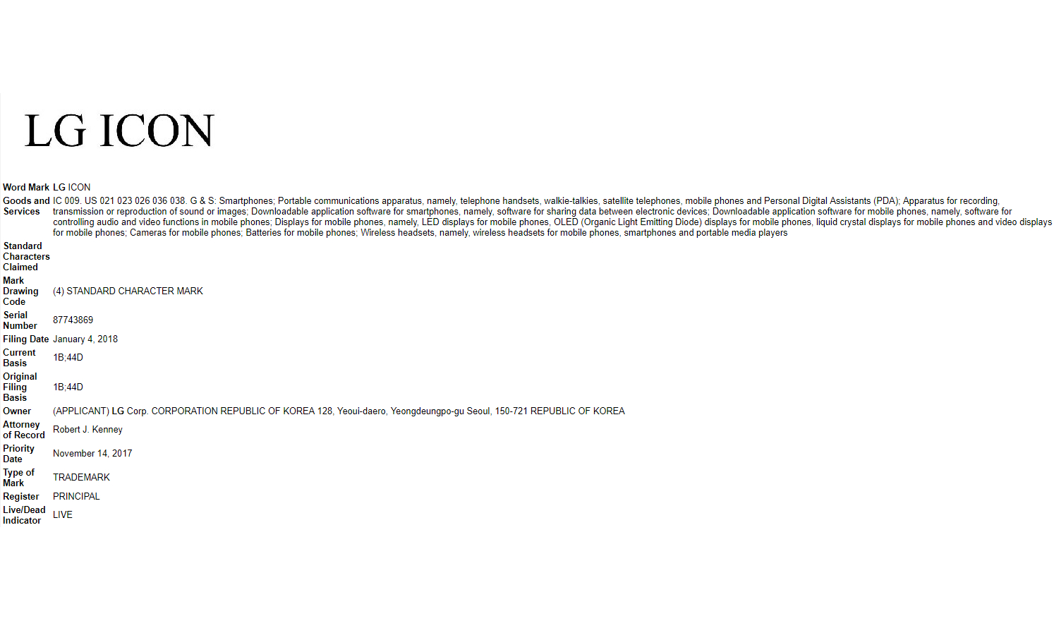 LG被曝全新商标注册ICON，用来取代G系列？