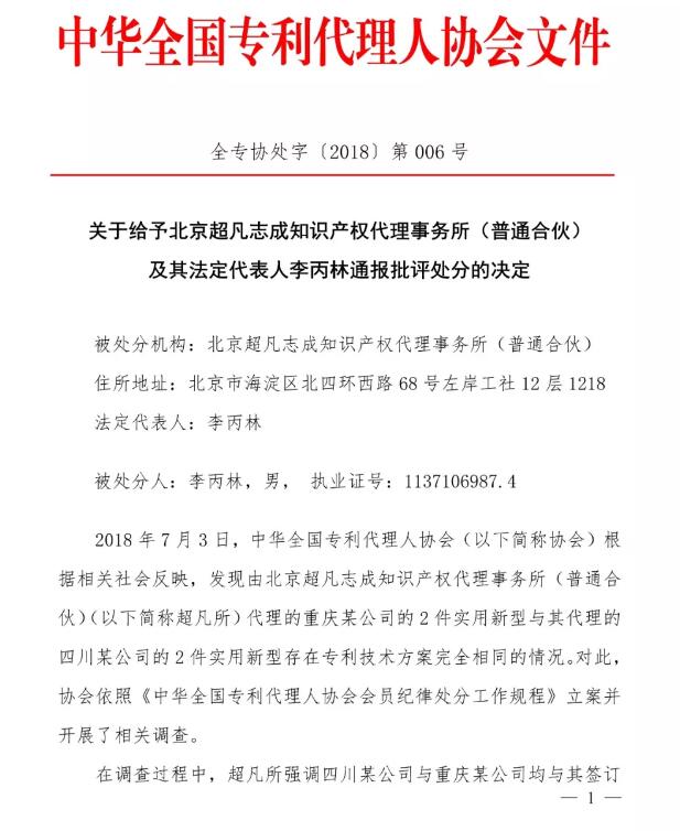 6家知识产权代理公司因不正当竞争等被通报批评(处分决定书全文) 6家知识产权代理公司因不正当竞争等被通报批评(处分决定书全文)