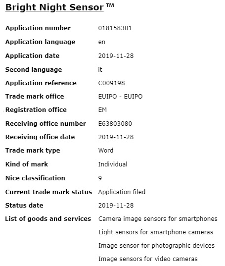 三星申请“Bright Night Sensor”商标 夜拍将增强?